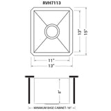 Ruvati 13 x 15 inch Undermount 16 Gauge Zero Radius Bar Prep Kitchen Sink Stainless Steel Single Bowl