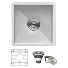 Ruvati 15 x 15 inch Undermount 16 Gauge Zero Radius Bar Prep Square Kitchen Sink Single Bowl