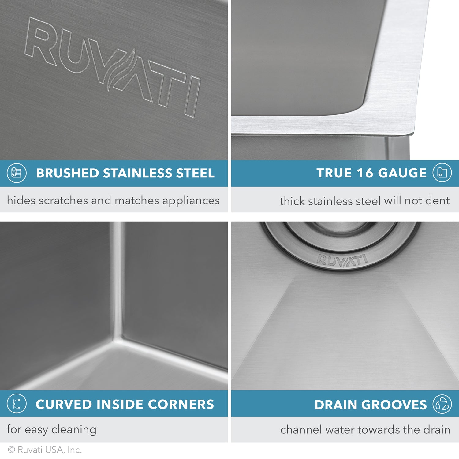 Ruvati 21-inch Undermount Stainless Steel Bar Prep Kitchen Sink 16 Gauge Rounded Corners Single Bowl