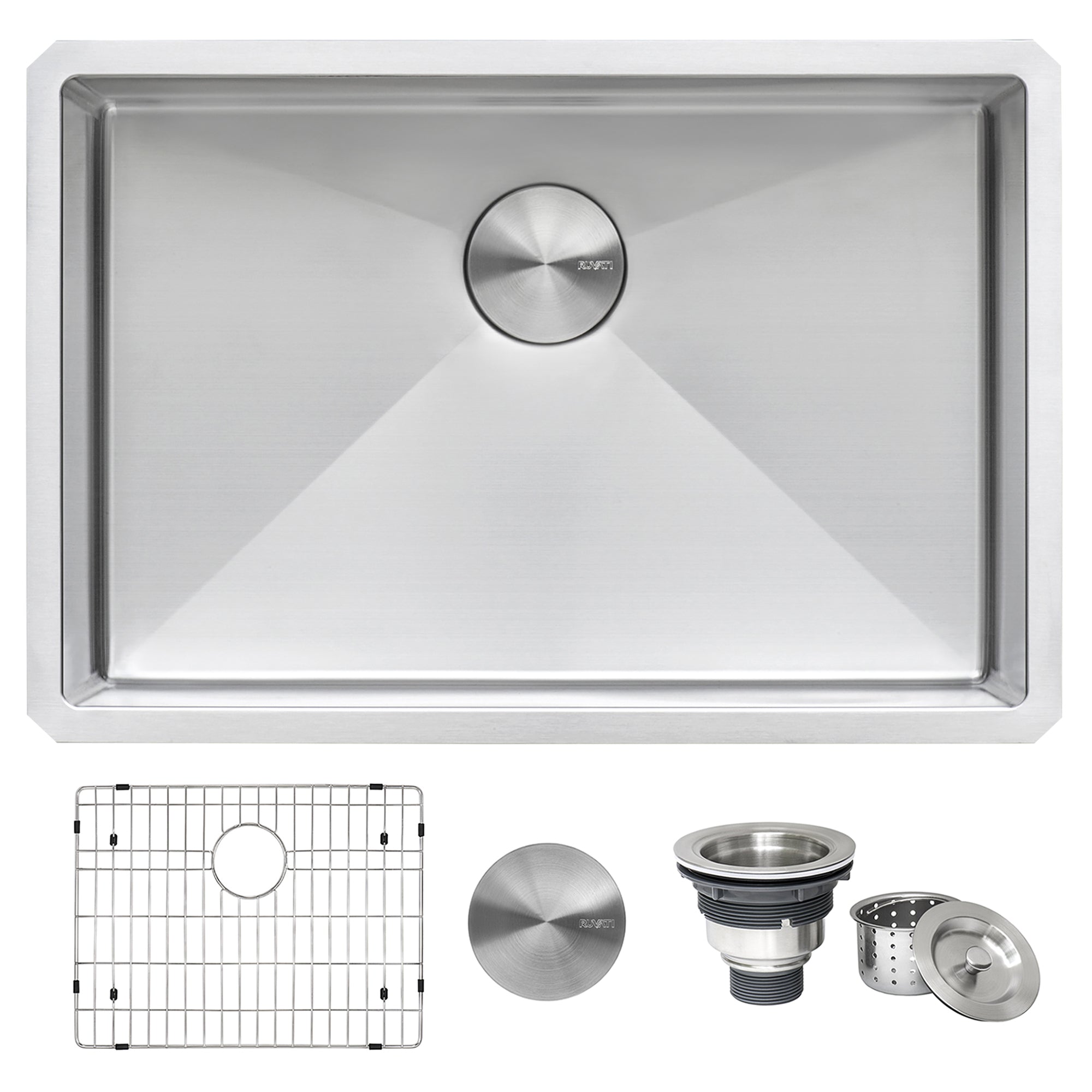 Ruvati 27-inch Undermount 16 Gauge Stainless Steel Kitchen Sink Rounded Corners Single Bowl