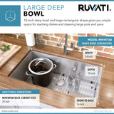 Ruvati 27-inch Undermount 16 Gauge Stainless Steel Kitchen Sink Rounded Corners Single Bowl