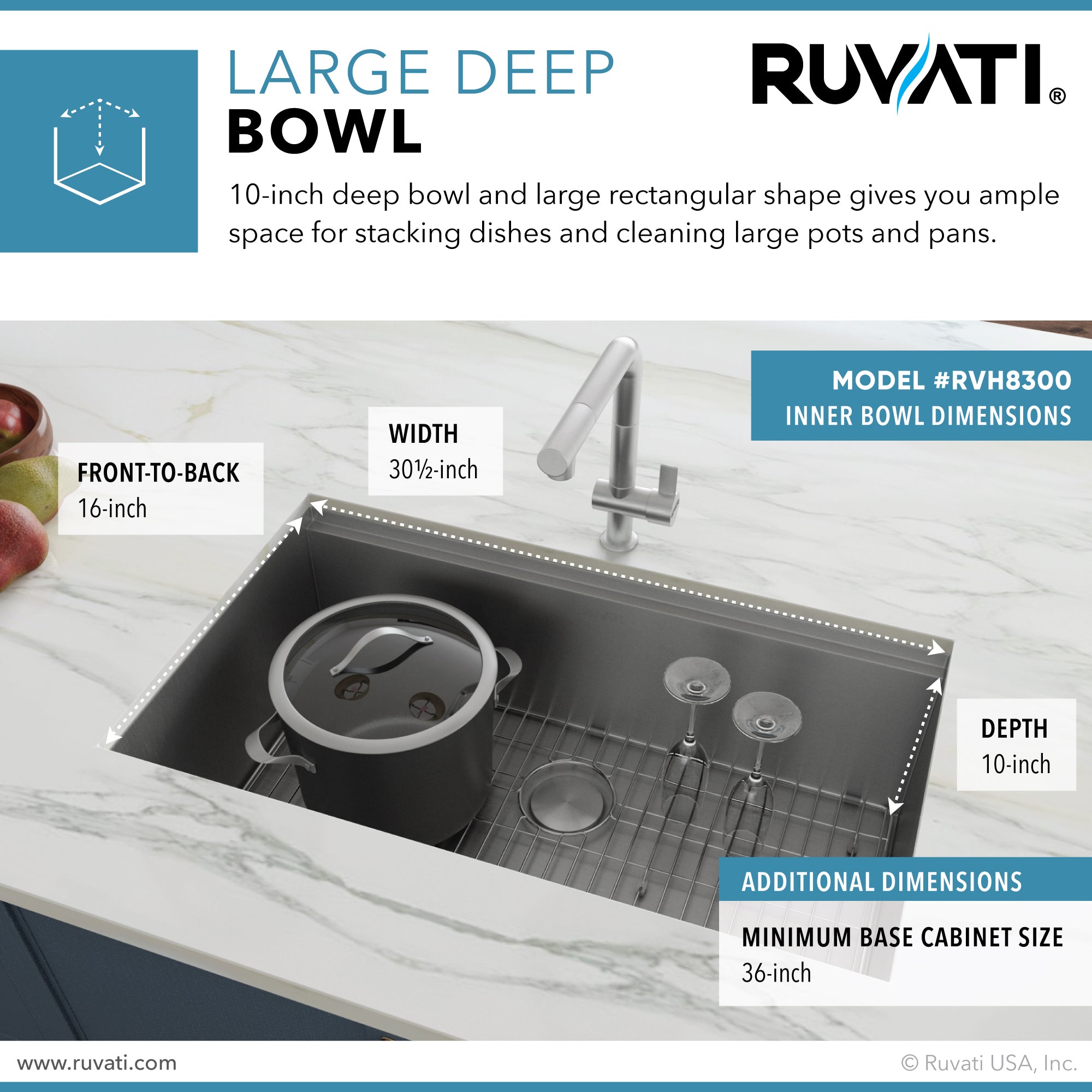 Ruvati 32-inch Workstation Ledge Undermount 16 Gauge Stainless Steel Kitchen Sink Single Bowl