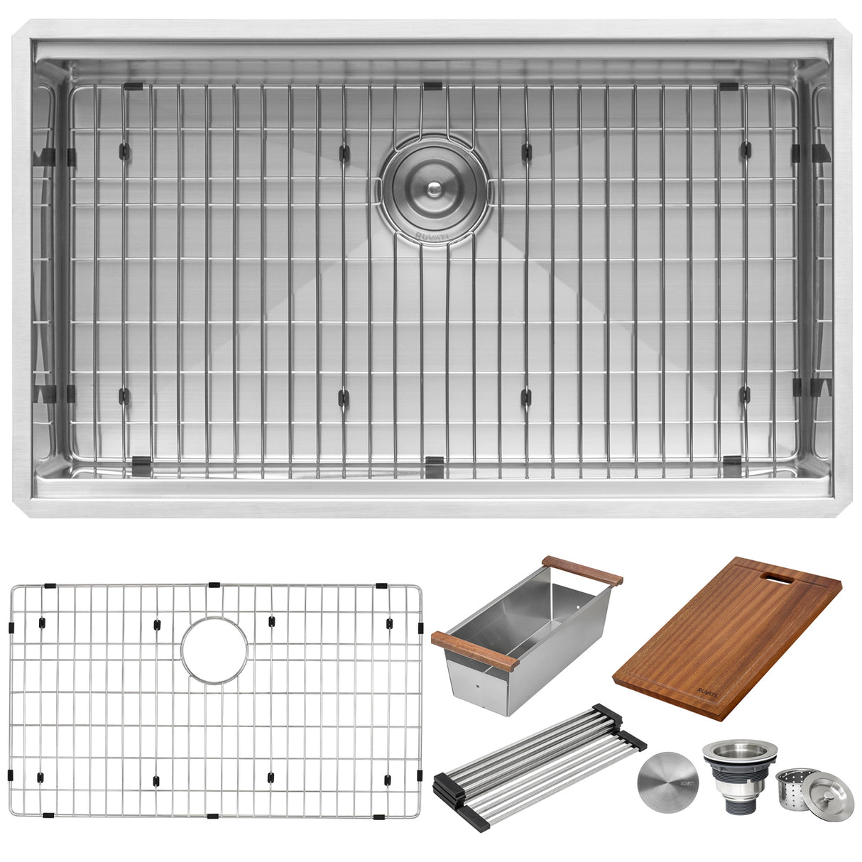 Ruvati 32-inch Workstation Ledge Rounded Corners Undermount 16 Gauge Kitchen Sink Single Bow