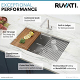 Ruvati 32-inch Workstation Ledge Rounded Corners Undermount 16 Gauge Kitchen Sink Single Bow