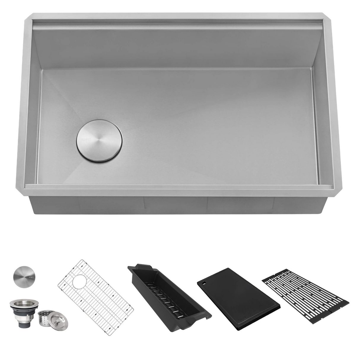 Ruvati 30-inch Workstation Slope Bottom Offset Drain Undermount 16 Gauge Kitchen Sink