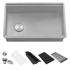 Ruvati 27-inch Workstation Slope Bottom Offset Drain Undermount 16 Gauge Kitchen Sink