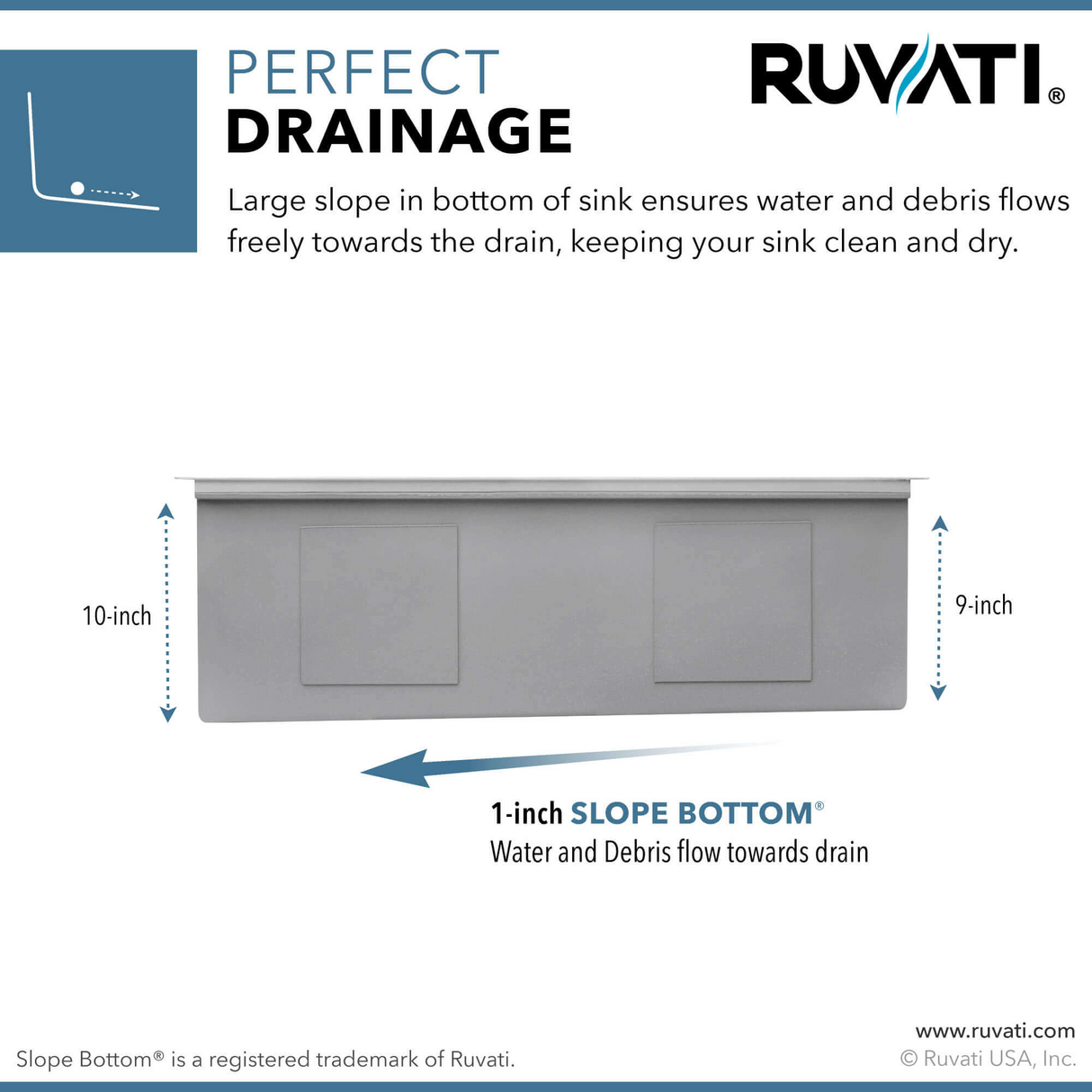 Ruvati 30-inch Workstation Slope Bottom Offset Drain Undermount 16 Gauge Kitchen Sink