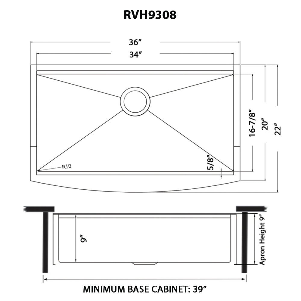 Ruvati 36-inch Gunmetal Black Workstation Apron-Front Stainless Steel Kitchen Sink