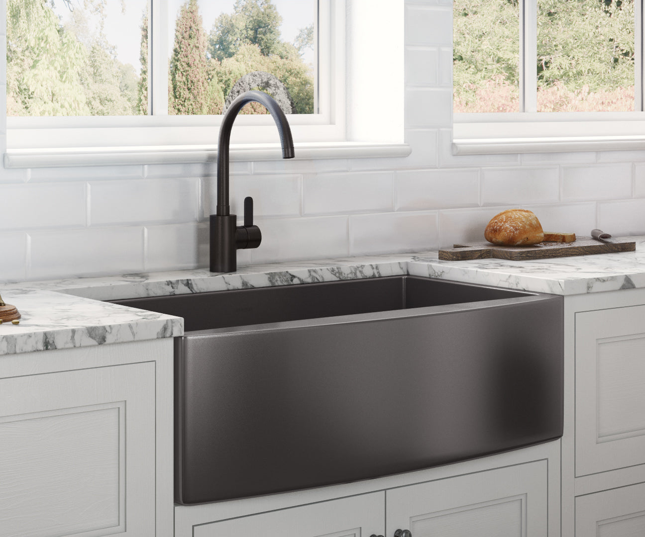 Farmhouse Apron-Front Stainless Steel 36 in. Single Bowl Kitchen Sink in Gunmetal Black Matte