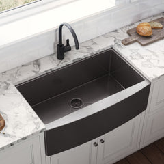 Farmhouse Apron-Front Stainless Steel 36 in. Single Bowl Kitchen Sink in Gunmetal Black Matte