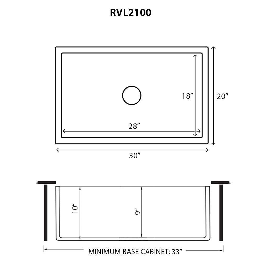 Ruvati 30 x 20 inch Fireclay Reversible Farmhouse Apron-Front Kitchen Sink Single Bowl – Glossy Black