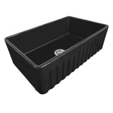 Ruvati 33 x 20 inch Fireclay Reversible Farmhouse Apron-Front Kitchen Sink Single Bowl – Glossy Black