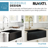 Ruvati 30 x 20 inch Fireclay Reversible Farmhouse Apron-Front Kitchen Sink Single Bowl – Glossy Black