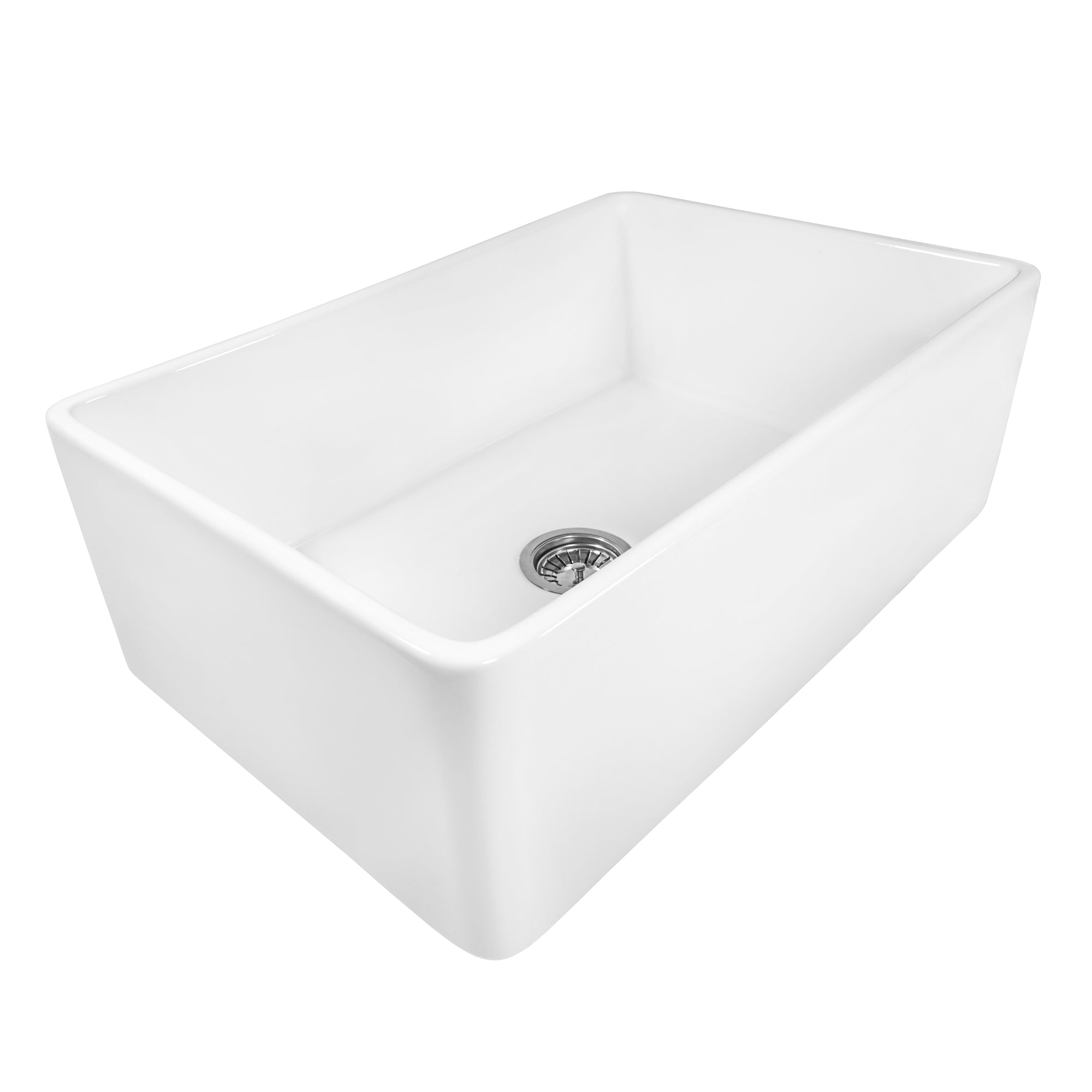 Ruvati 30 x 20 inch Fireclay Reversible Farmhouse Apron-Front Kitchen Sink Single Bowl White