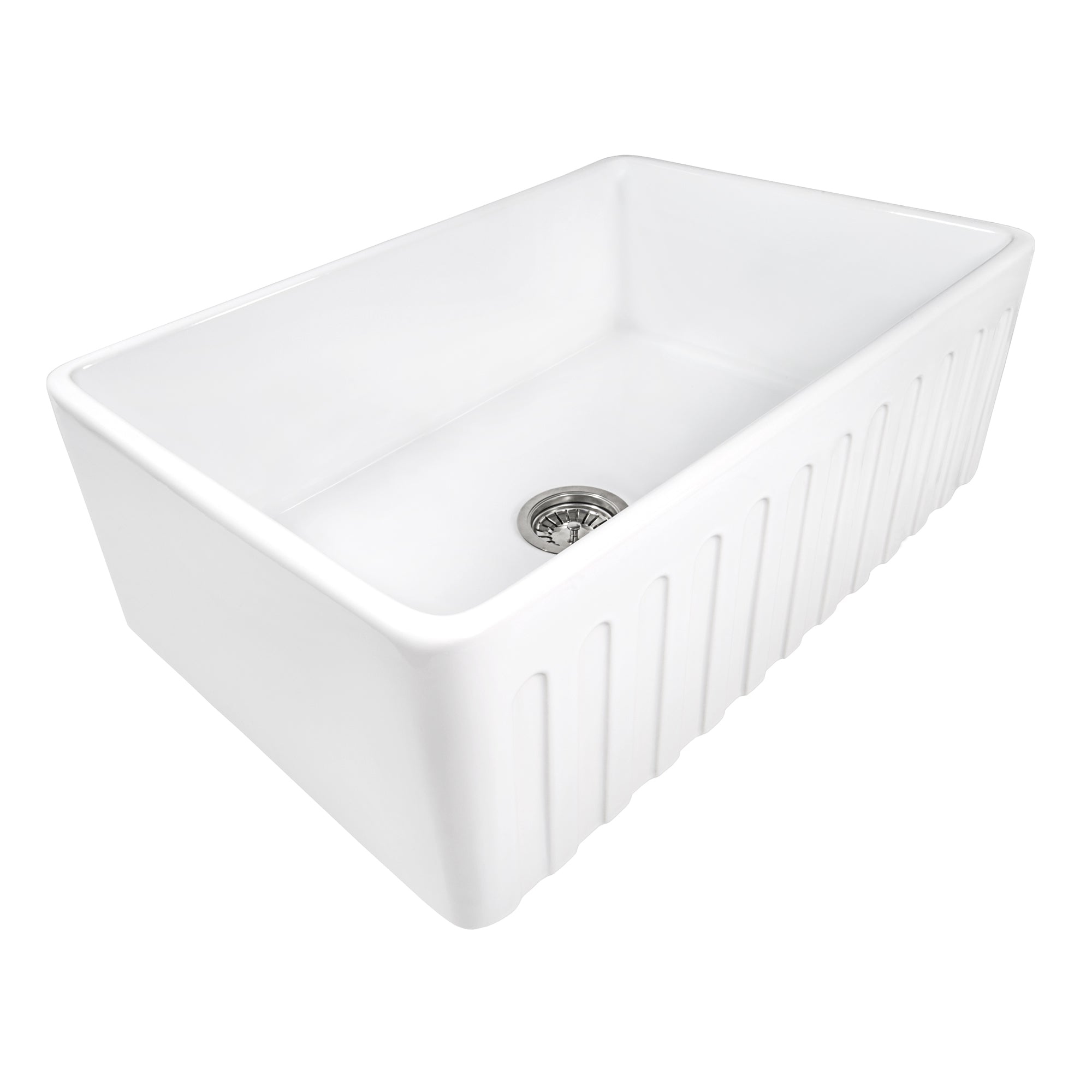 Ruvati 30 x 20 inch Fireclay Reversible Farmhouse Apron-Front Kitchen Sink Single Bowl White