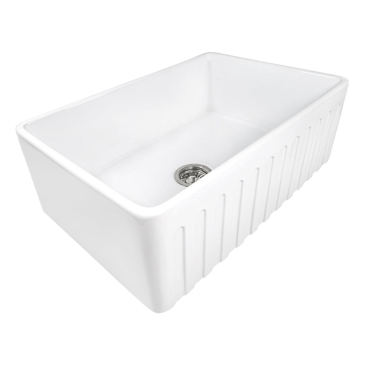 Ruvati 33 x 20 inch Fireclay Reversible Farmhouse Apron-Front Kitchen Sink Single Bowl White