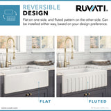 Ruvati 33 x 20 inch Fireclay Reversible Farmhouse Apron-Front Kitchen Sink Single Bowl White