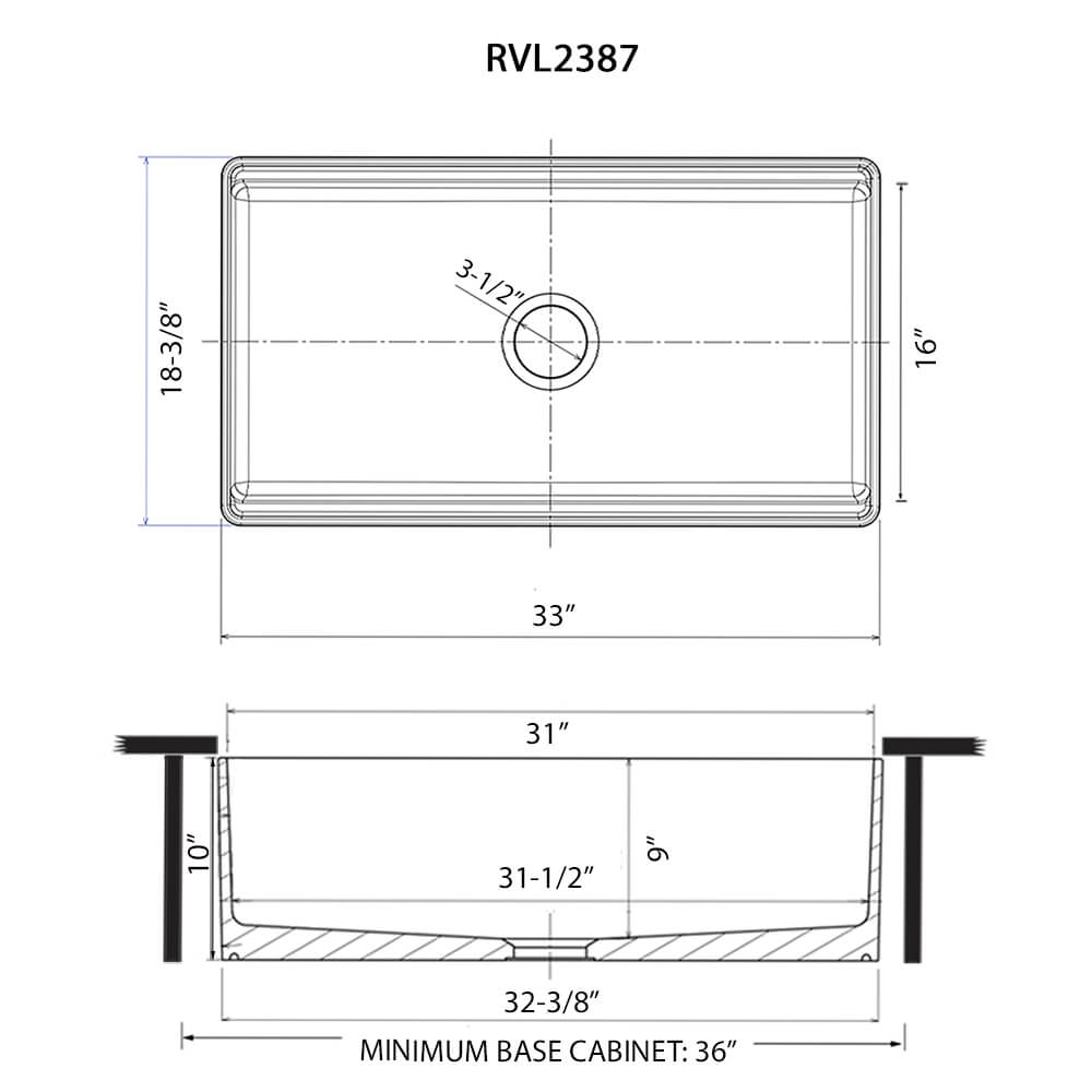 Ruvati 33 inch Fireclay Workstation Farmhouse Kitchen Sink Apron Front Single Bow