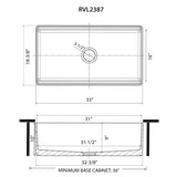 Ruvati 33 inch Fireclay Workstation Farmhouse Kitchen Sink Apron Front Single Bow