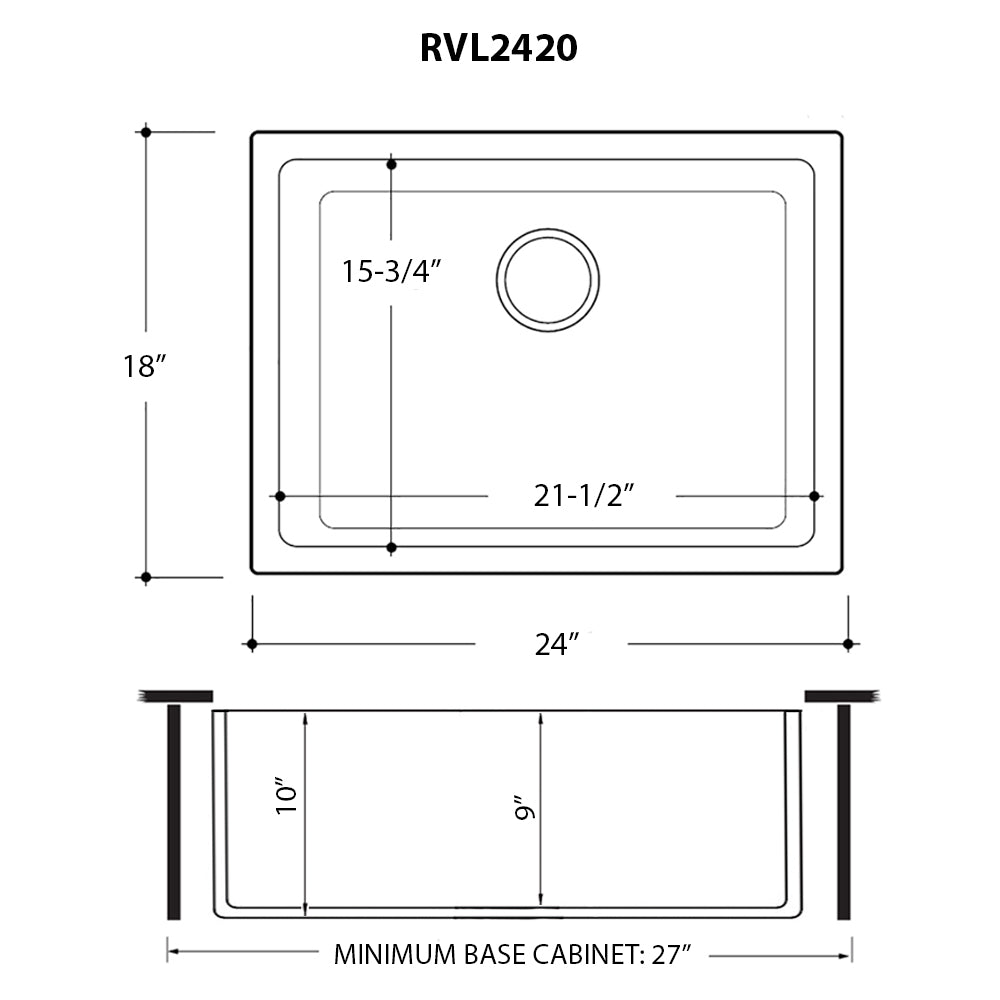 Ruvati 24-inch Fireclay Undermount / Drop-in Topmount Kitchen Sink Single Bowl – White