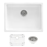 Ruvati 24-inch Fireclay Undermount / Drop-in Topmount Kitchen Sink Single Bowl – White