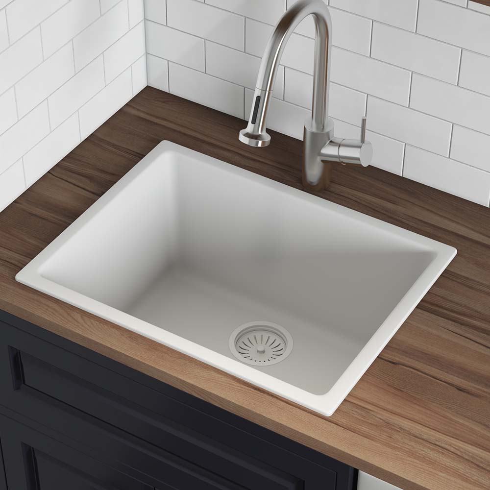 Ruvati 24-inch Fireclay Undermount / Drop-in Topmount Kitchen Sink Single Bowl – White