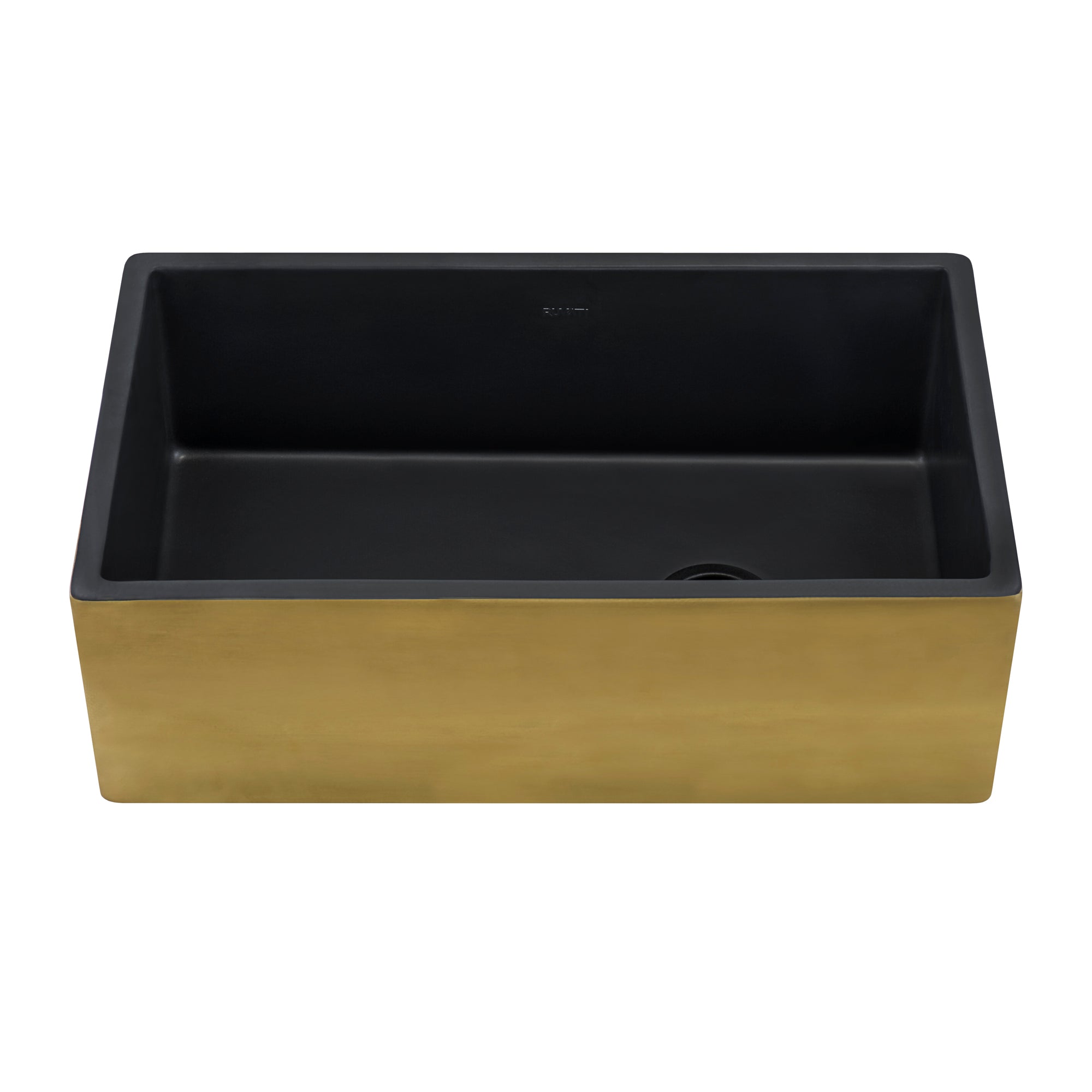 Ruvati 30-inch Matte Black and Brushed Gold Fireclay Modern Farmhouse Kitchen Sink Single Bowl