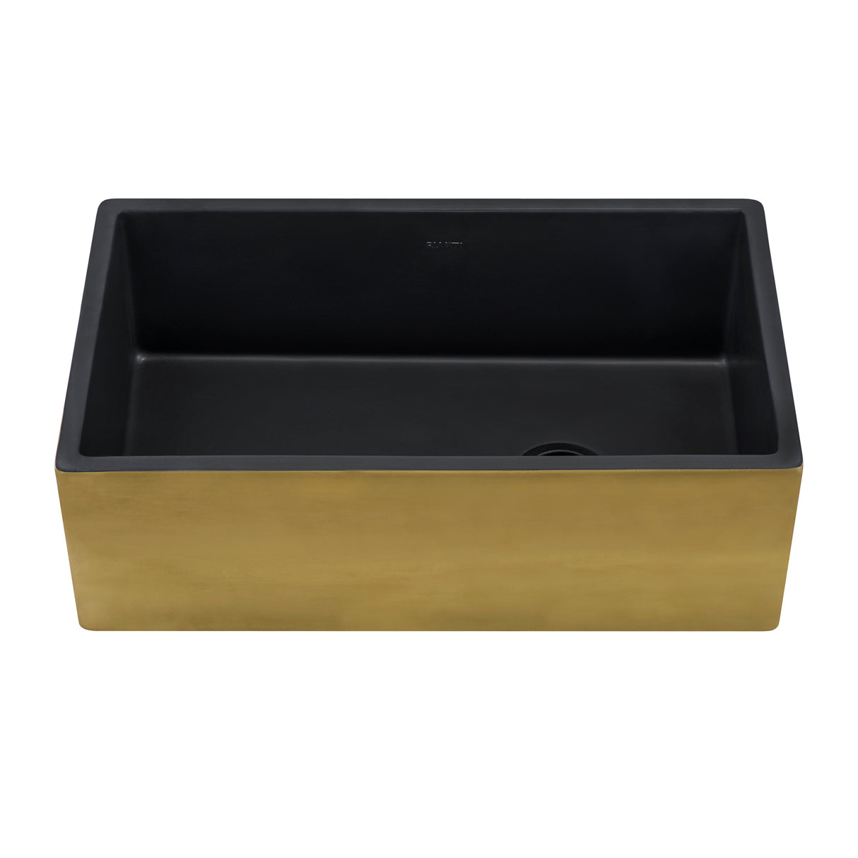 Ruvati 30-inch Matte Black and Brushed Gold Fireclay Modern Farmhouse Kitchen Sink Single Bowl