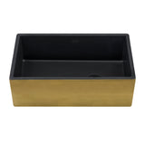 Ruvati 30-inch Matte Black and Brushed Gold Fireclay Modern Farmhouse Kitchen Sink Single Bowl