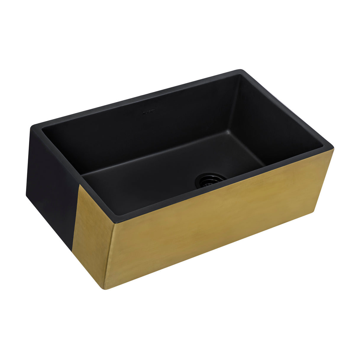 Ruvati 30-inch Matte Black and Brushed Gold Fireclay Modern Farmhouse Kitchen Sink Single Bowl