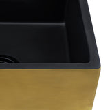 Ruvati 30-inch Matte Black and Brushed Gold Fireclay Modern Farmhouse Kitchen Sink Single Bowl