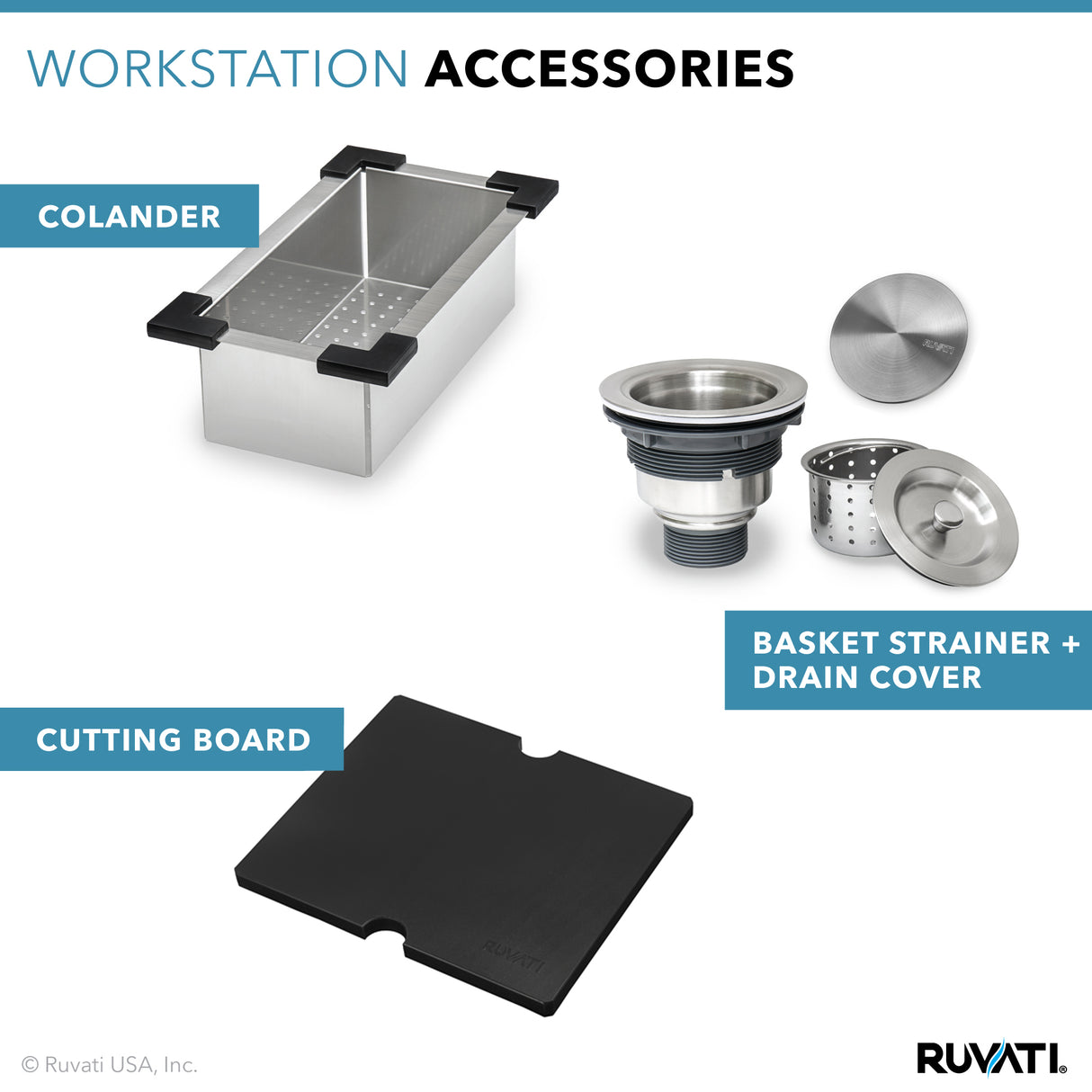 Ruvati Merino 21" Drop In Single Basin Stainless Steel Outdoor Sink with Basin Rack Included