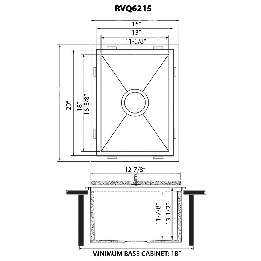 Merino Outdoor BBQ Marine Grade 16-Gauge Stainless Steel 15 in. x 20 in. Single Bowl Drop-In Insulated Ice Kitchen Sink