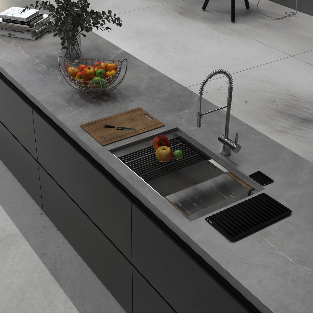 32-inch single bowl with ledge sink undermount workstation sink