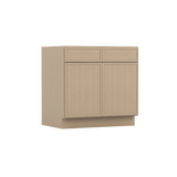 Slim White Oak Vanity Cabinet -  36"W x 34 1/2"H x 21"D