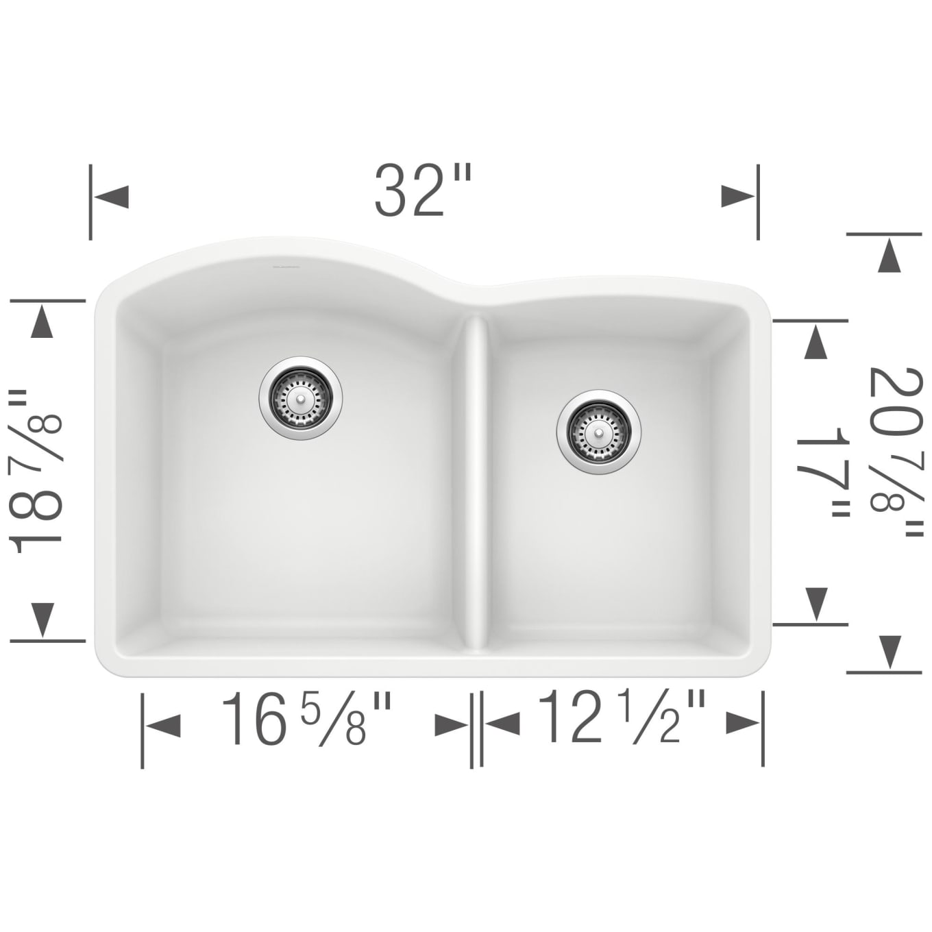 Diamond 32" Undermount Double Basin SILGRANIT Kitchen Sink