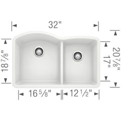 Diamond 32" Undermount Double Basin SILGRANIT Kitchen Sink