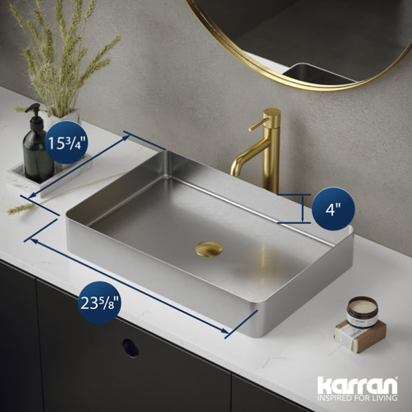 Karran Cinox Stainless Steel Rectangular Vessel Sink