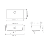 Composite Super Single Undermount 33" Kitchen Sink