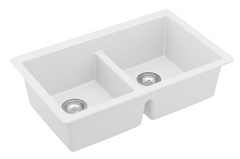 Karran QU-810 33" Top Mount Double Equal Bowl Quartz Kitchen Sink