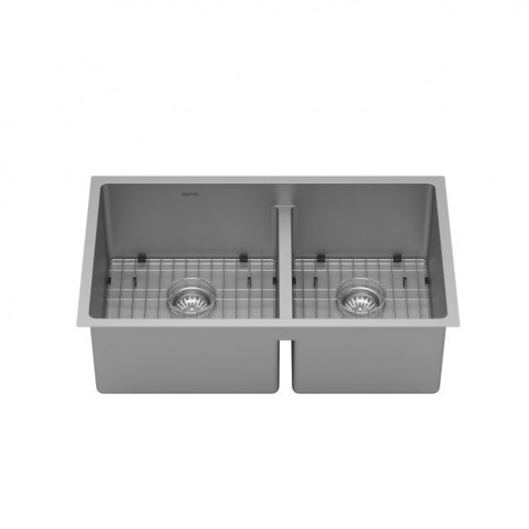 Karran 16-Gauge Stainless Steel 32 in. Double Bowl Undermount Kitchen Sink Kit