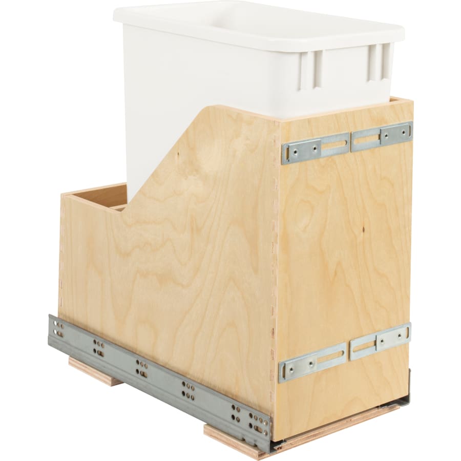 Single 35 Quart Wood Bottom-Mount Soft-close Trashcan Rollout