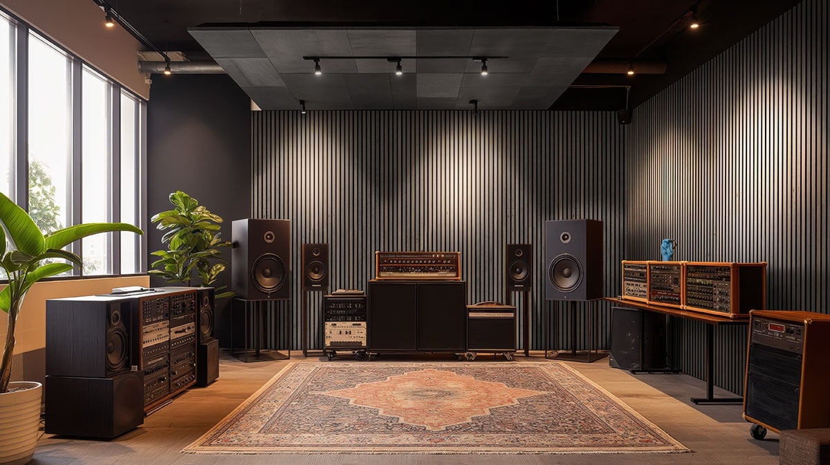 Umber Acoustic 9.5 in. x 94.5 in. Mixed Wood Slat Flat Wall Panel (4 Panels/24.92 sq. ft./Case)