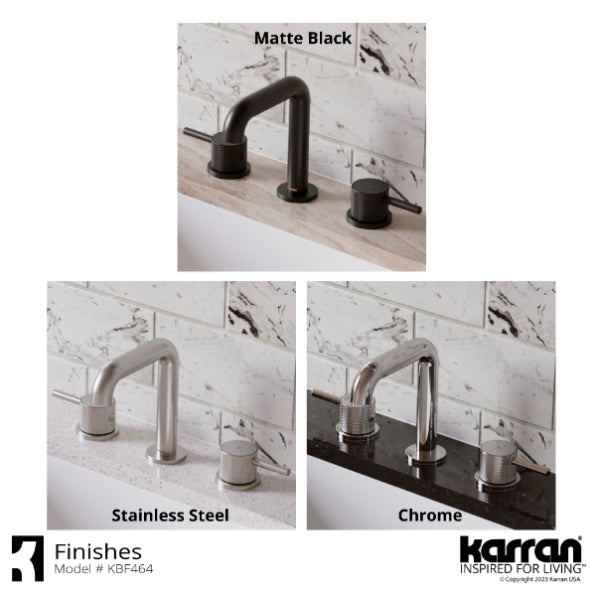 Karran Tryst KBF464 2-Handle Three Hole Widespread Bathroom Faucet with Matching Pop-up Drain