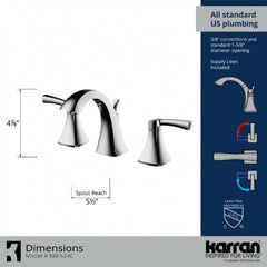 Karran Randburg KBF524 2-Handle Three Hole Widespread Bathroom Faucet with Matching Pop-up Drain