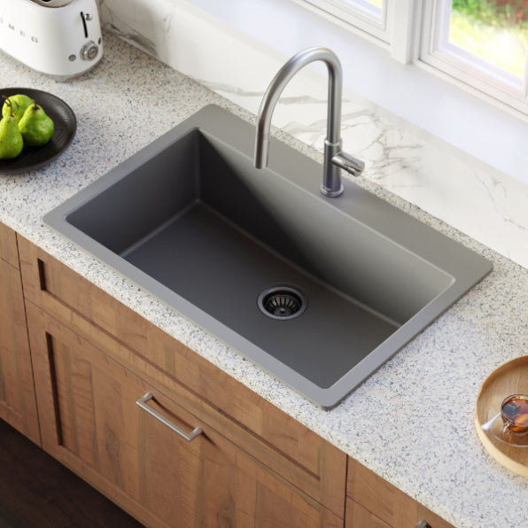 Karran QT-812 Top Mount 33" Large Single Bowl Quartz Kitchen Sink