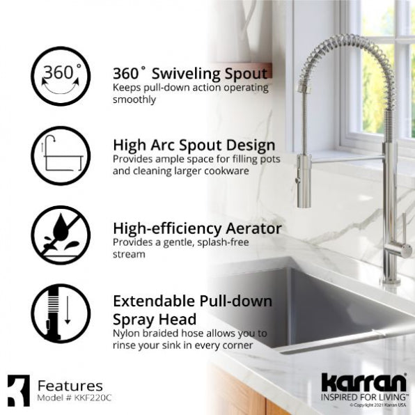 Karran Bluffton Single-Handle Pull-Down Sprayer Kitchen Faucet