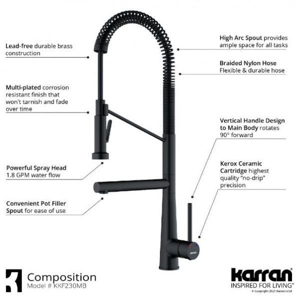 Karran Tumba Single-Handle Pull-Down Sprayer Kitchen Faucet