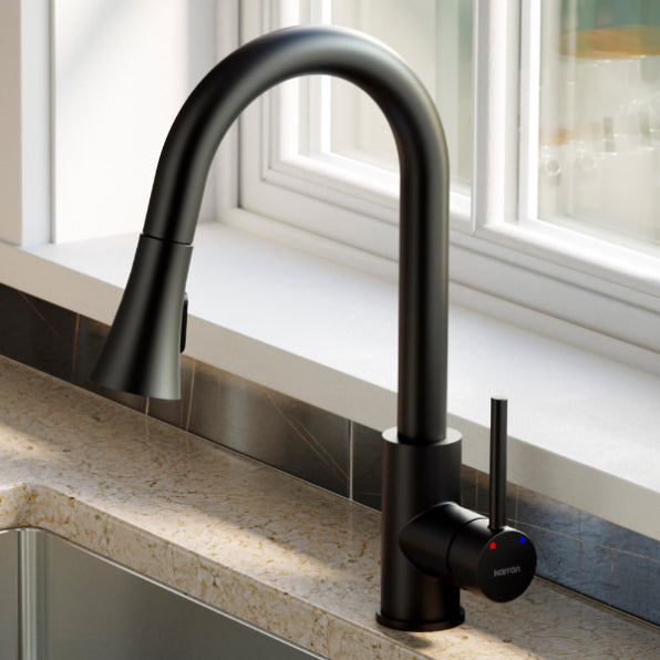 Karran Weybridge Single-Handle Pull-Down Sprayer Kitchen Faucet with Matching Soap Dispenser