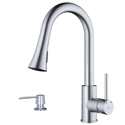 Karran Weybridge Single-Handle Pull-Down Sprayer Kitchen Faucet with Matching Soap Dispenser